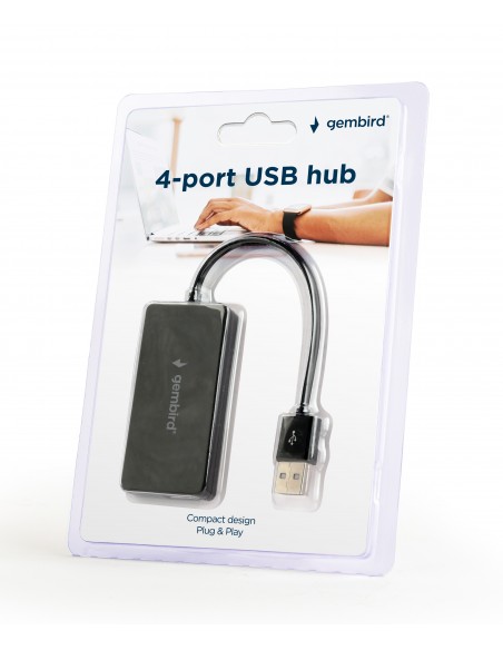 Gembird UHB-U2P4-04 hub de interfaz USB 2.0 480 Mbit s Negro