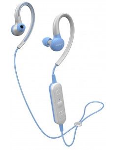 Pioneer E6 Auriculares gancho de oreja, Dentro de oído Bluetooth Azul, Blanco