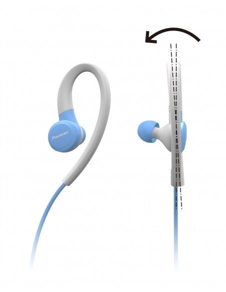 Pioneer E6 Auriculares gancho de oreja, Dentro de oído Bluetooth Azul, Blanco