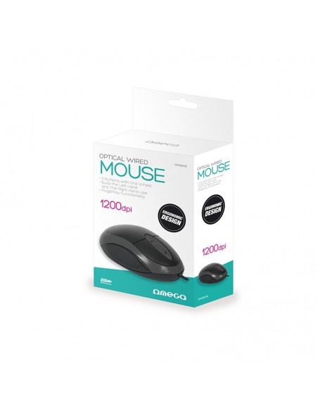 Omega OM06VB ratón Ambidextro USB tipo A Óptico 1200 DPI