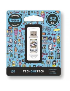 TECH1TECH Beers & Bytes San Midrive unidad flash USB 32 GB USB tipo A 2.0 Transparente, Blanco