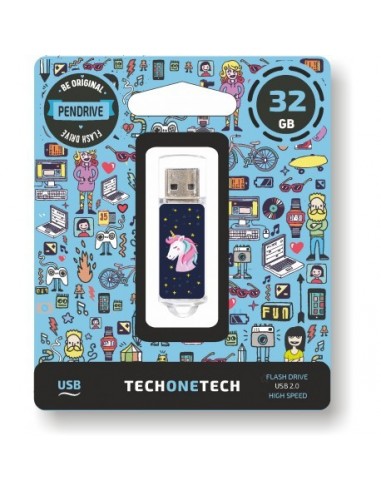 TECH1TECH Unicornio dream unidad flash USB 32 GB USB tipo A 2.0 Azul, Transparente