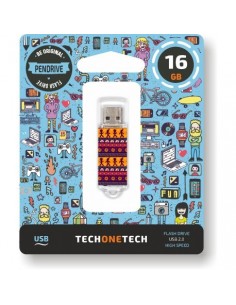 TECH1TECH Tribal questions unidad flash USB 16 GB USB tipo A 2.0 Azul, Naranja, Rojo, Transparente