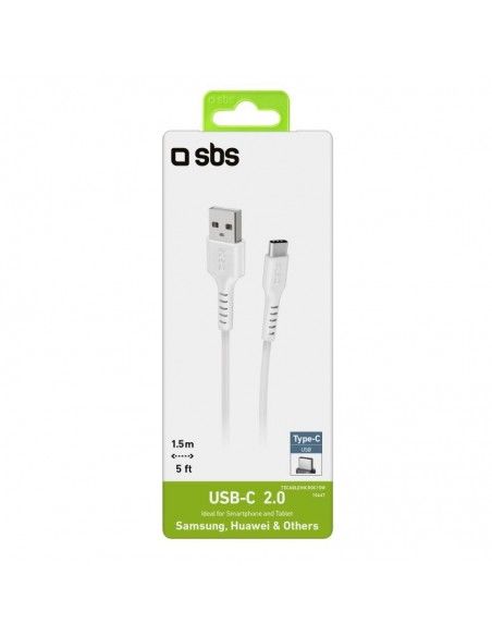 SBS TECABLEMICROC15W cable USB 1,5 m USB 2.0 USB A USB C Blanco