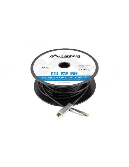 Lanberg CA-HDMI-20FB-0800-BK cable HDMI 80 m HDMI tipo A (Estándar) Negro, Plata