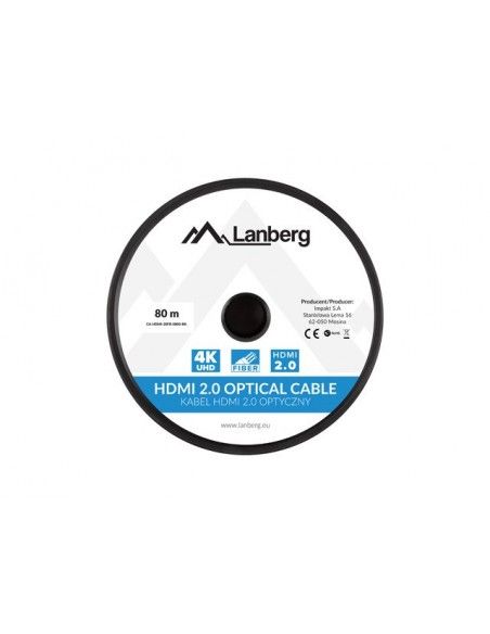 Lanberg CA-HDMI-20FB-0800-BK cable HDMI 80 m HDMI tipo A (Estándar) Negro, Plata