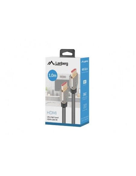 Lanberg CA-HDMI-30CU-0010-BK cable HDMI 1 m HDMI tipo A (Estándar) Negro, Plata