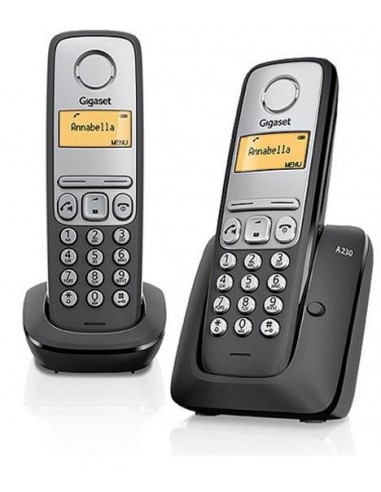 Gigaset A230 Duo Teléfono DECT Identificador de llamadas Negro, Gris
