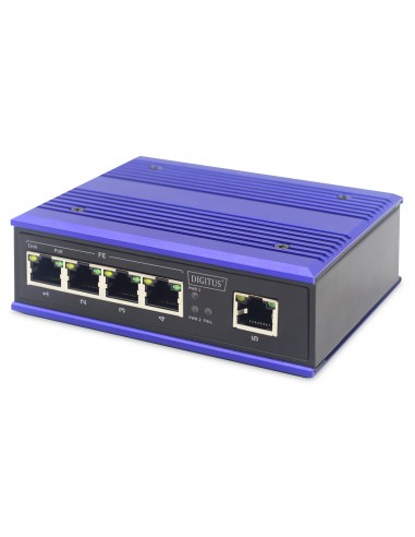 Digitus Conmutador Ethernet de alta velocidad industrial de 4 puertos + 1 puerto de enlace ascendente