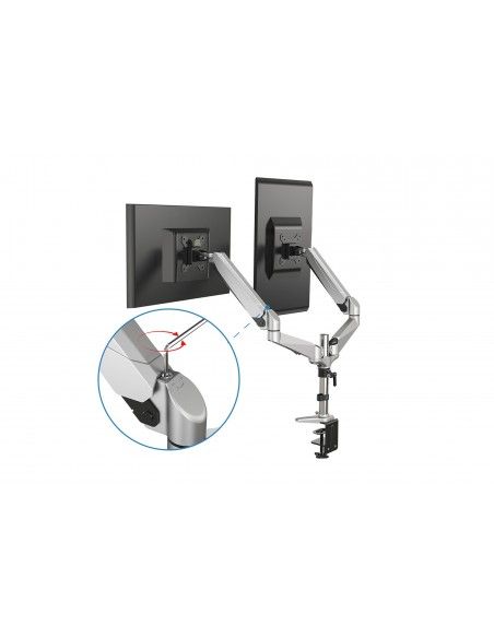 Digitus Soporte universal de mesa para monitor doble con resorte de gas