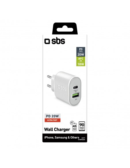 SBS TETRPD20W cargador de dispositivo móvil Blanco Interior