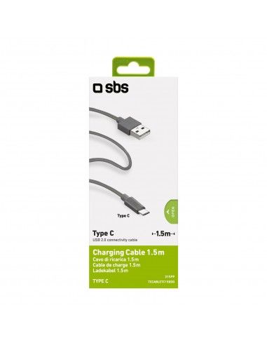 SBS TECABLETC15BDG cable USB 1,5 m USB 2.0 USB A USB C Gris