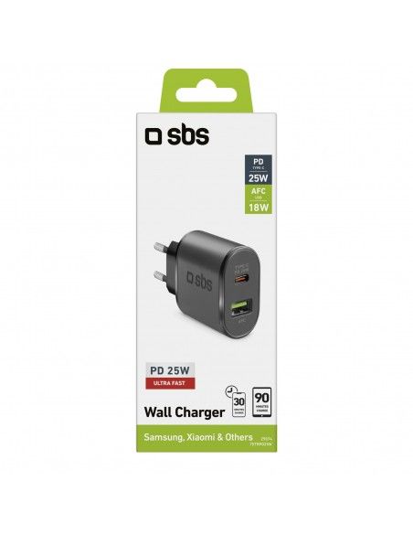 SBS TETRPD25W cargador de dispositivo móvil Negro Interior