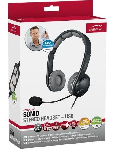 SPEEDLINK SONID Auriculares Alámbrico Diadema Oficina Centro de llamadas Negro