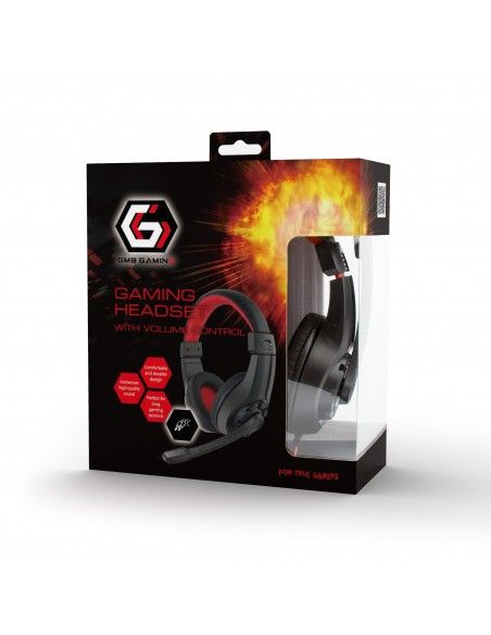 Gembird GHS-01 auricular y casco Auriculares Alámbrico Diadema Juego Negro, Rojo