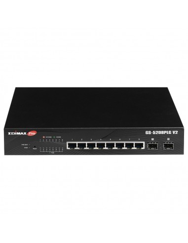 Edimax GS-5208PLG V2 switch Gestionado Gigabit Ethernet (10 100 1000) Energía sobre Ethernet (PoE) Negro