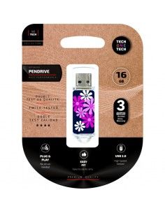 TECH1TECH TEC4017-16 unidad flash USB 16 GB USB tipo A 2.0 Azul, Rosa, Púrpura, Blanco