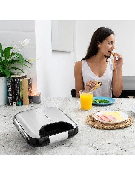Cecotec Rock´n Toast Fifty-Fifty sandwichera 750 W Negro, Plata