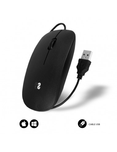 SUBBLIM Ratón con Cable Wired Flat Mouse Black