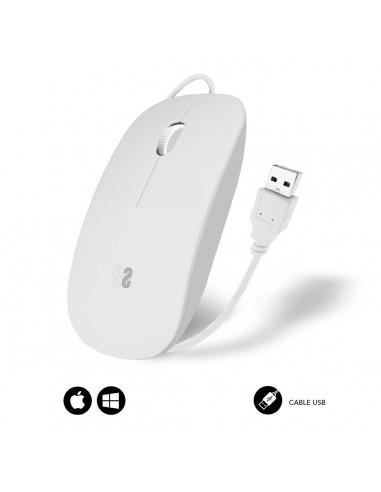 SUBBLIM Ratón con Cable Wired Flat Mouse White