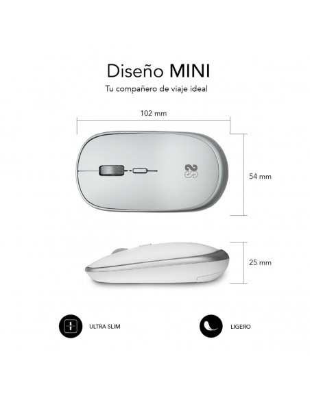 SUBBLIM Ratón Inalámbrico Mini Wireless Mini Mouse Silver