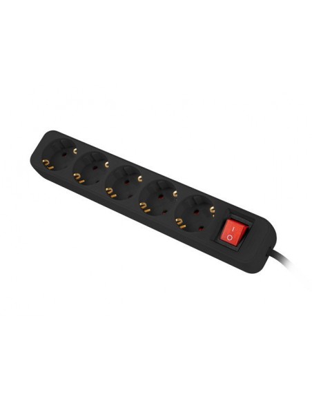 Lanberg PS1-05F-0300-BK base múltiple 3 m 5 salidas AC Interior Negro