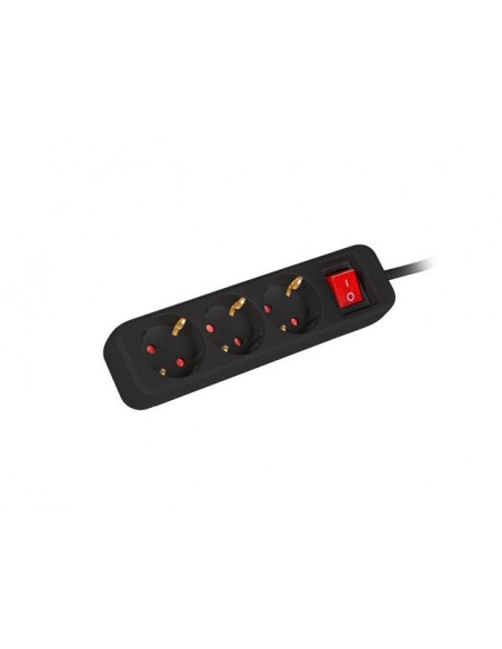 Lanberg PS1-03F-0150-BK base múltiple 1,5 m 3 salidas AC Interior Negro