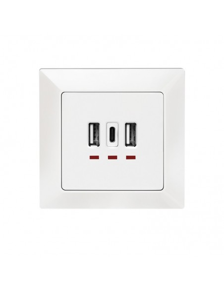 LogiLink PA0254 toma de corriente 2 x USB A + 1 x USB C Blanco