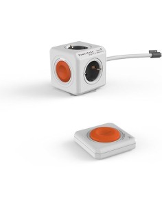 Allocacoc PowerCube Remote Extended + Remote base múltiple 1,5 m 4 salidas AC Naranja, Gris, Blanco