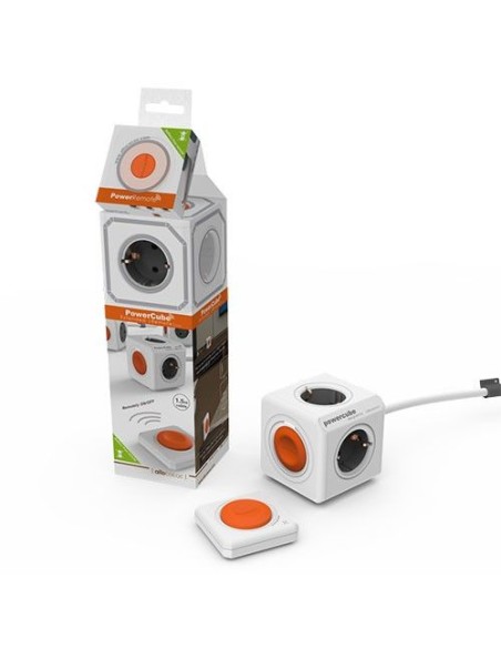 Allocacoc PowerCube Remote Extended + Remote base múltiple 1,5 m 4 salidas AC Naranja, Gris, Blanco