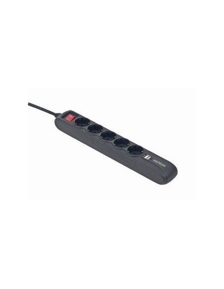 EnerGenie SPG5-U2-5 limitador de tensión Negro 5 salidas AC 5 V 1,5 m