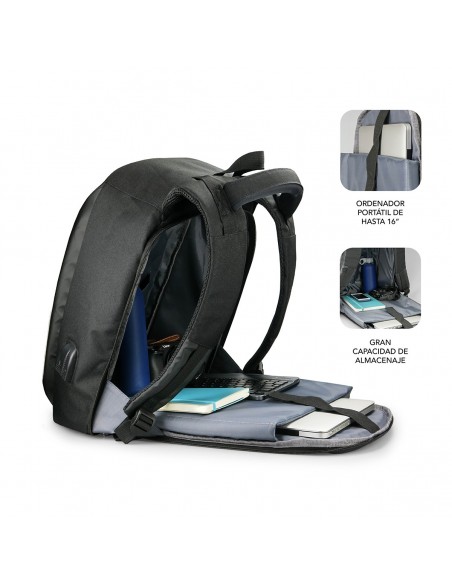 SUBBLIM Mochila para Portátil Secure Antitheft Backpack 16" Black
