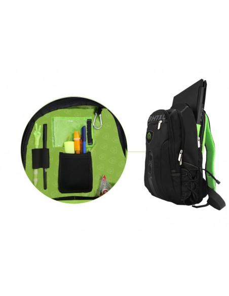 KeepOut BK7GXL mochila Negro, Verde Imitación piel, Nylon