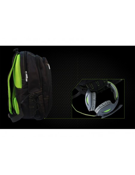 KeepOut BK7GXL mochila Negro, Verde Imitación piel, Nylon