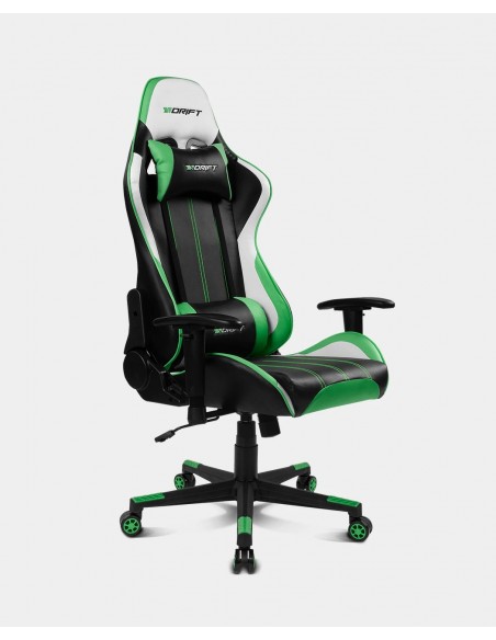 DRIFT DR175 Silla para videojuegos universal Asiento acolchado Negro, Verde, Blanco