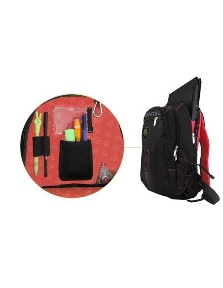 KeepOut BK7RXL mochila Negro, Rojo Imitación piel, Nylon