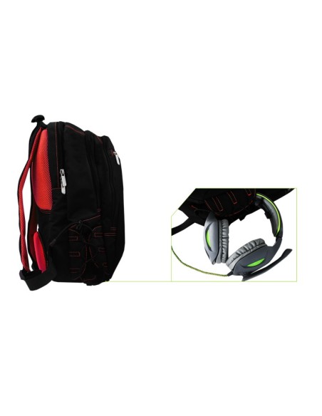 KeepOut BK7RXL mochila Negro, Rojo Imitación piel, Nylon
