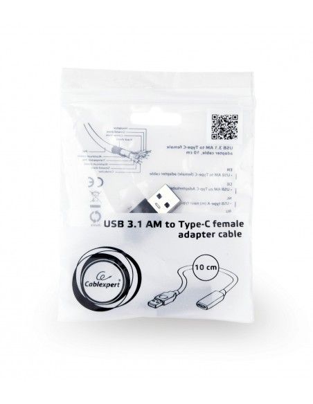 Gembird A-USB3-AMCF-01 cable USB 0,1 m USB 3.2 Gen 1 (3.1 Gen 1) USB A USB C Negro