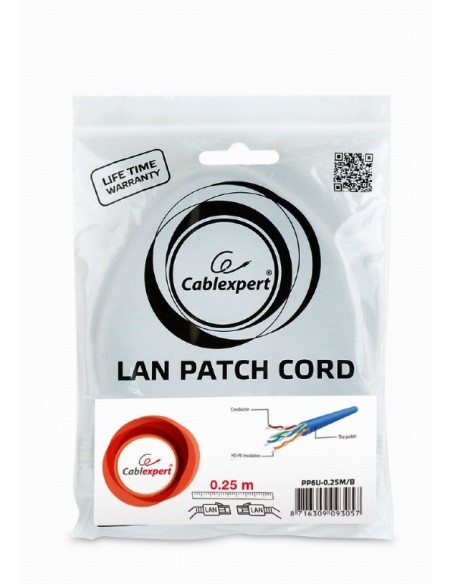 Gembird PP6U-0.25M B cable de red Azul 0,25 m Cat6 U UTP (UTP)