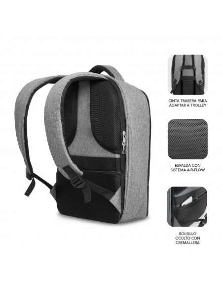 SUBBLIM Mochila Antirrobo Secure V2 AP Antitheft Backpack Gris Negra
