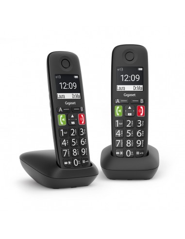 Gigaset E290 Duo Teléfono DECT analógico Identificador de llamadas Negro