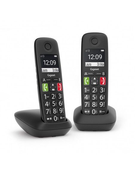 Gigaset E290 Duo Teléfono DECT analógico Identificador de llamadas Negro