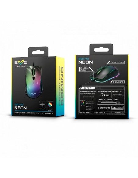 Energy Sistem ESG M3 Neon ratón mano derecha USB tipo A Óptico 7200 DPI