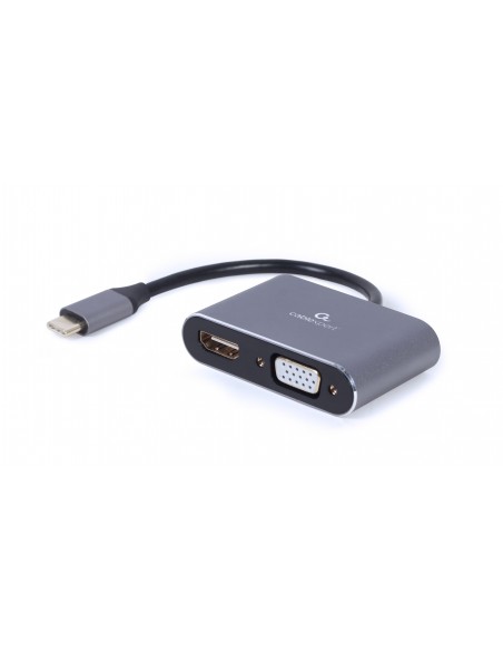 Cablexpert A-USB3C-HDMIVGA-01 adaptador de cable de vídeo 0,15 m USB Tipo C HDMI + VGA (D-Sub) Gris