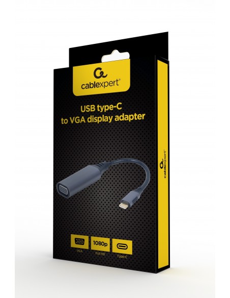 Cablexpert A-USB3C-VGA-01 adaptador de cable de vídeo 0,15 m USB Tipo C VGA (D-Sub) Gris