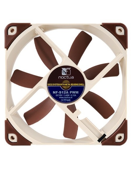 Noctua NF-S12A PWM sistema de refrigeración para ordenador Carcasa del ordenador Ventilador 12 cm Beige, Marrón