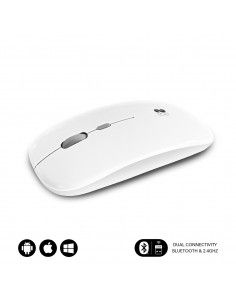 SUBBLIM Ratón Óptico Inalámbrico 2.4G y Bluetooth Dual Flat Mouse Recargable Blanco