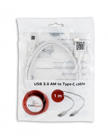Gembird CCP-USB3-AMCM-1M-W cable USB USB 3.2 Gen 1 (3.1 Gen 1) USB A USB C Blanco