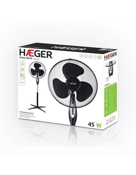 VENTILADOR DE PIE HAEGER CROSS WIND SF-16B.010A NEGRO - Imagen 2