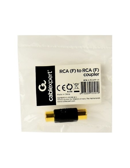Gembird A-RCAFF-01 cambiador de género para cable RCA Negro, Oro